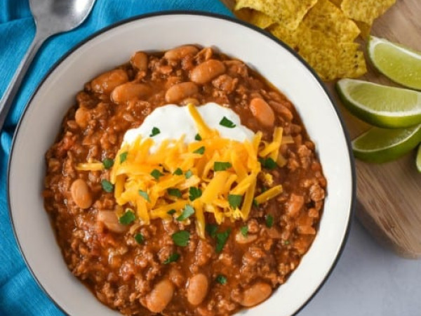 Chili Featuring Turkey, Chorizo, and White Beans
