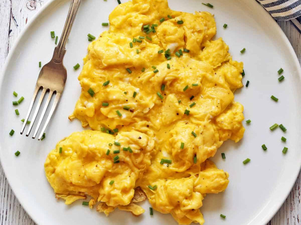 Fluffy Scrambled Eggs and Wild Puffball Mushrooms