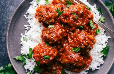Spicy Meatballs Mexicana Over Rice