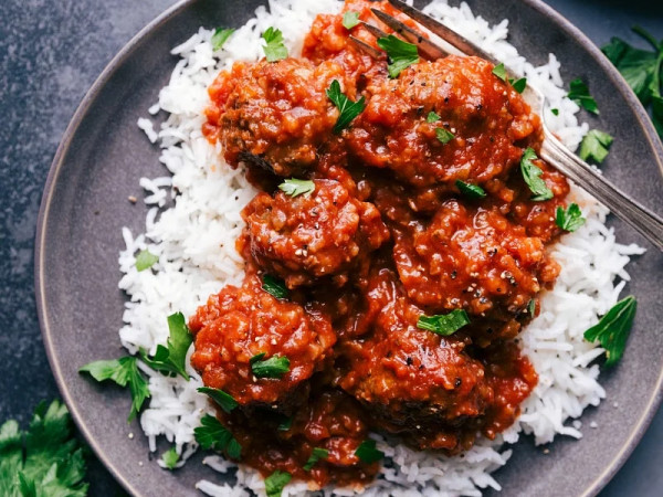 Spicy Meatballs Mexicana Over Rice