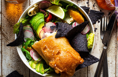 Salad Featuring Fish Tacos