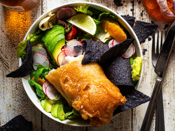 Salad Featuring Fish Tacos