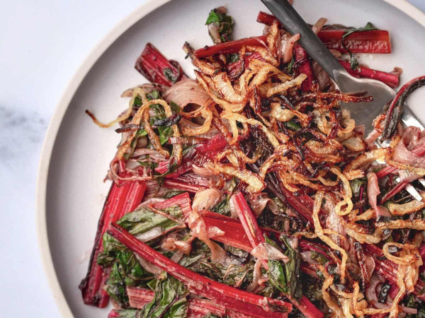 Sweet Onions and Red Chard Medley