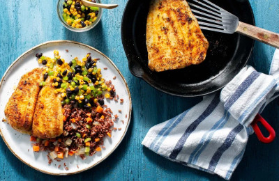 Charred Corn with Black Beans Salsa