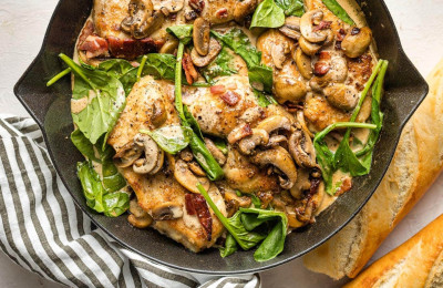 Sautéed Spinach and Mushrooms with Balsamic and Garlic