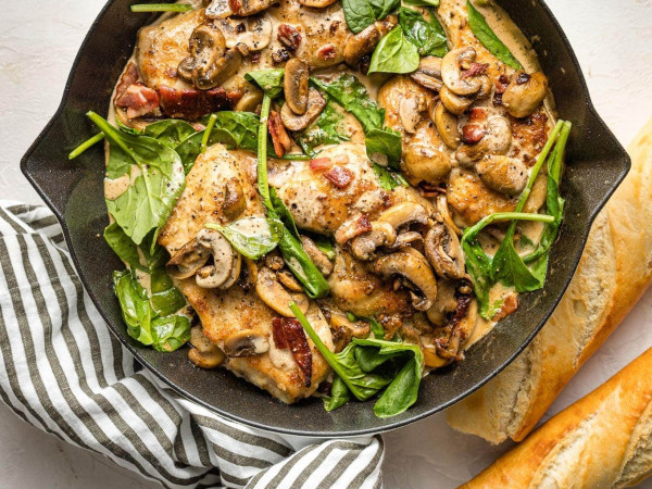 Sautéed Spinach and Mushrooms with Balsamic and Garlic