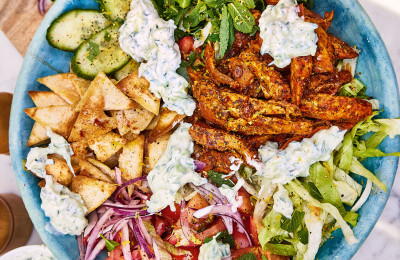 Chicken Souvlaki with Fresh Salad