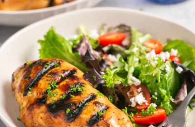 Grilled Chicken with a Brick Weight