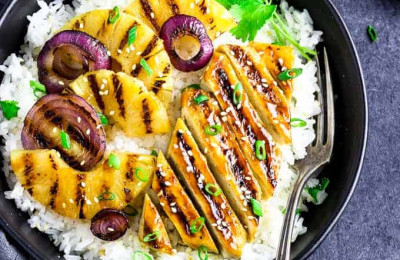 Teriyaki Beef Tongue with Grilled Pineapple