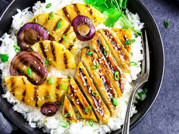 Teriyaki Beef Tongue with Grilled Pineapple