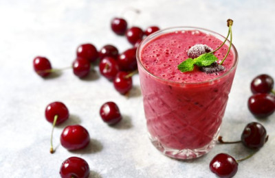 Smoothie Featuring Cherry, Lime, and Basil