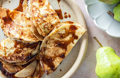 Quesadillas Filled with Pear, Brie, and Caramelized Onions