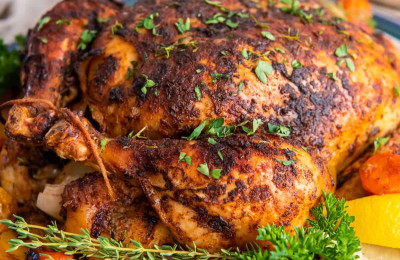 Rustic Pan-Roasted Chicken Served with Veggies and Herbs