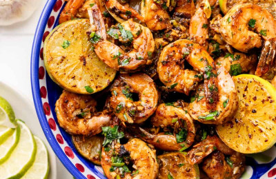 Cilantro Lime Shrimp with Garlic Sauté