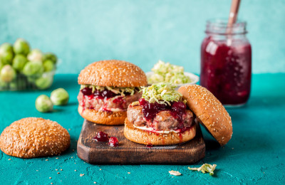 Turkey Burgers with a Tangy Cranberry Horseradish Sauce