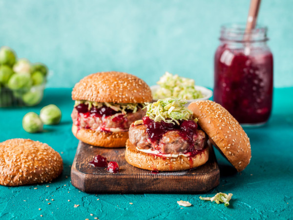 Turkey Burgers with a Tangy Cranberry Horseradish Sauce