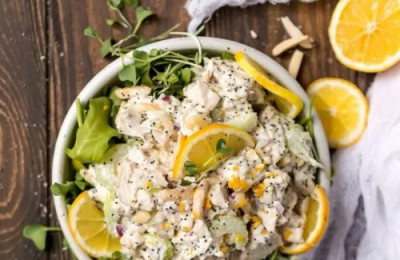 Chicken Salad Pasta with Lemon and Poppy Seeds
