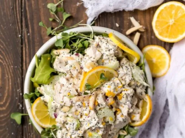 Chicken Salad Pasta with Lemon and Poppy Seeds