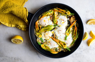 Eggs Scrambled with Zucchini and Feta