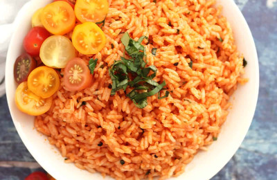 Seasonal Rice with Tomato, Basil, and Pancetta