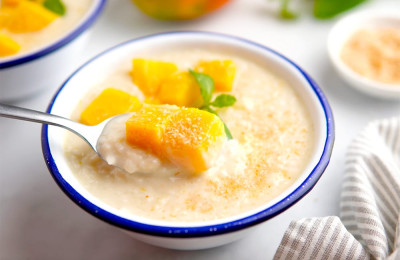 Coconut and Mango Infused Oat Pudding