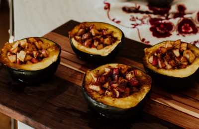 Roasted Acorn Squash with Savory Apple Stuffing