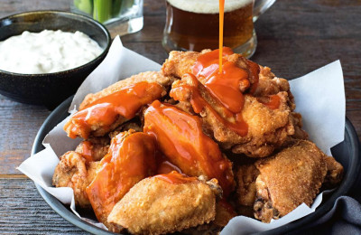 Omelet with Buffalo Wings and Blue Cheese