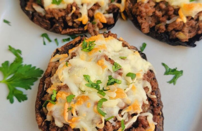 Air Fryer Steak Bites with Portobello Mushrooms