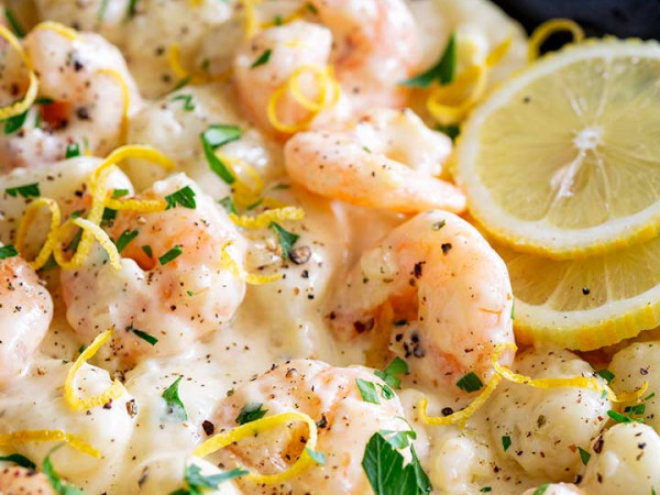 Lemon Cream Sauce over Skillet Gnocchi Primavera